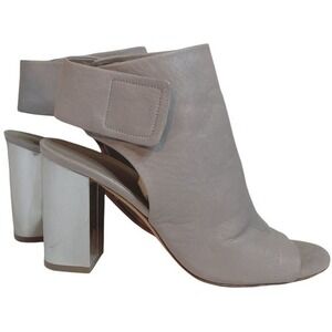 Vince Faye Open Peep Toe Women's 6.5 M Gray Silver Blocked Heel booties